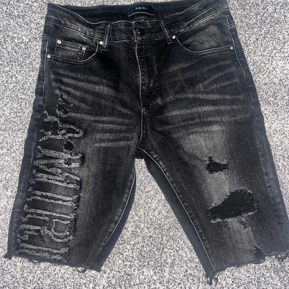 AMIRI Black Distressed Jean Shorts